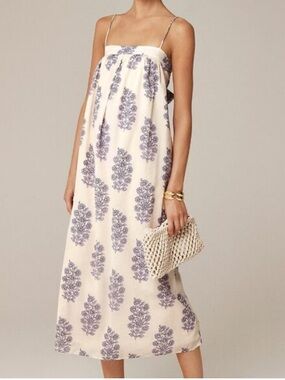 J. Crew Floaty midi dress in block-print cotton voile Sz XL NWT